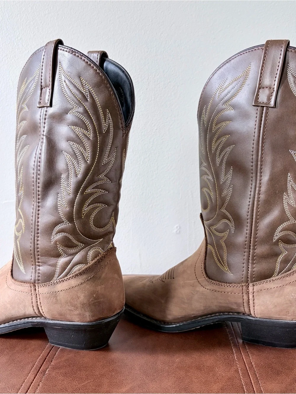 Laredo Two-Tone Brown Suede & Leather Cowboy Boots
